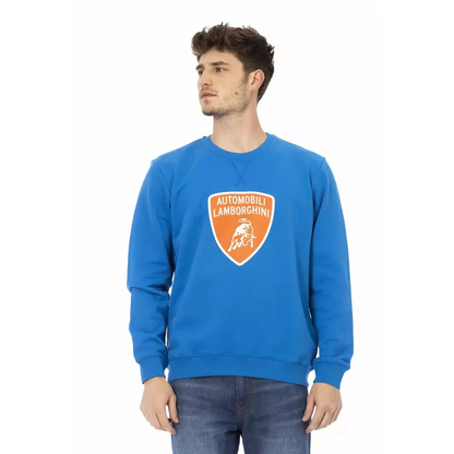 Automobili Lamborghini Blue Cotton Men Sweater