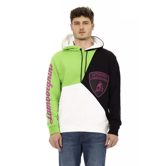 Automobili Lamborghini White Cotton Men Sweater with Hood