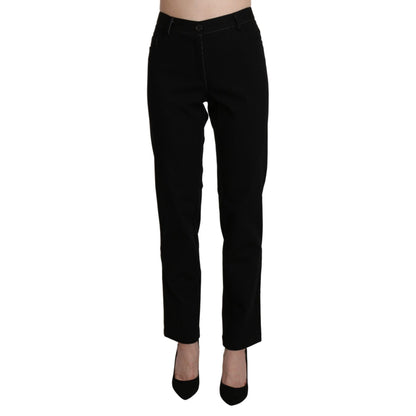 BENCIVENGA Black High Waist Straight Casual Trouser Pant