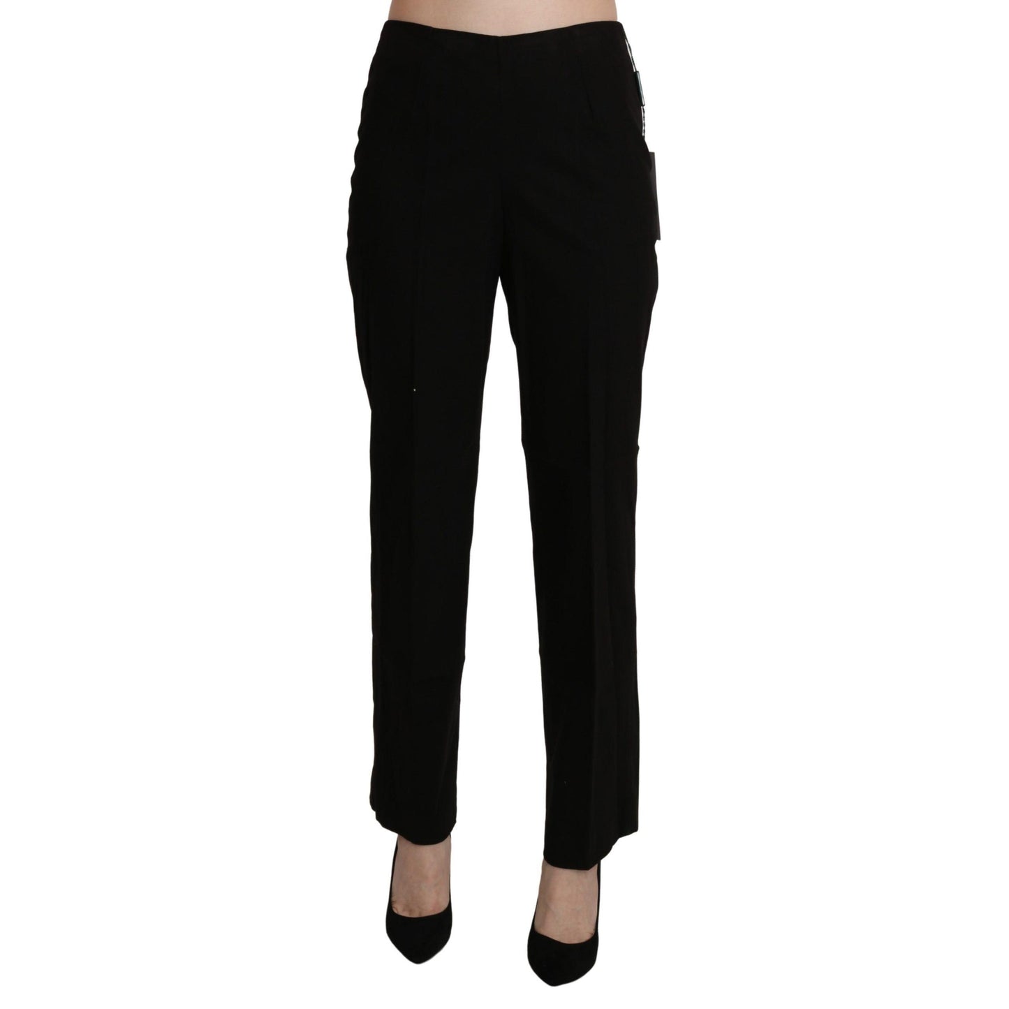 BENCIVENGA Black High Waist Straight Dress Trouser Pant