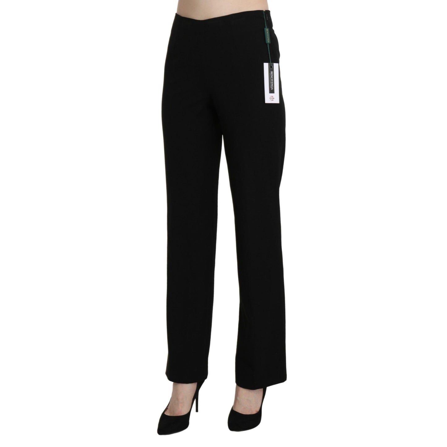 BENCIVENGA Black High Waist Straight Formal Dress Trouser