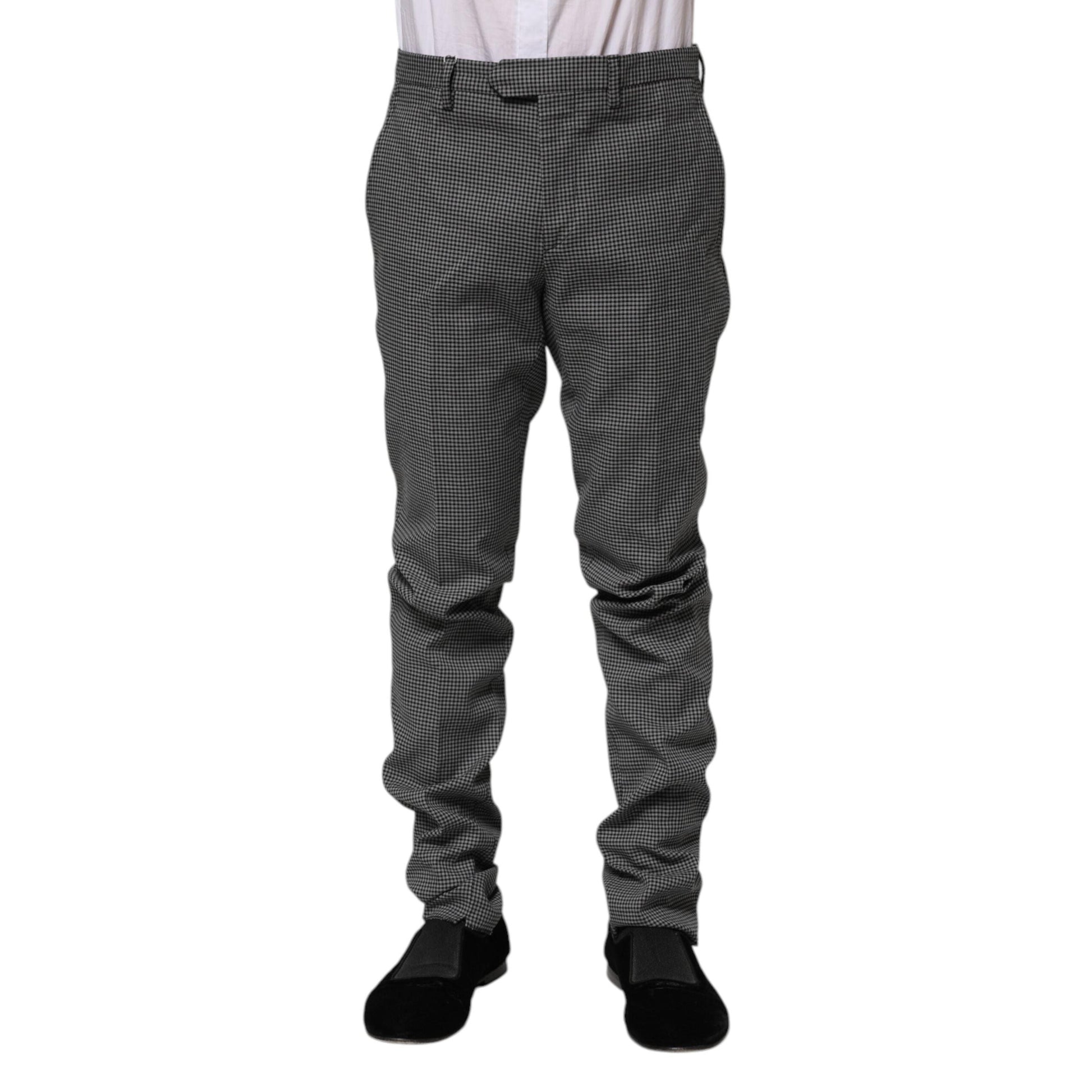 BENCIVENGA Black White Checkered Tapered Dress Pants