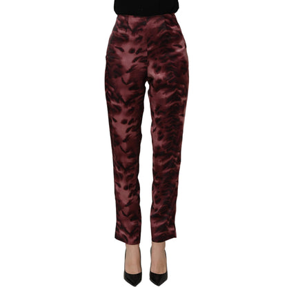 BENCIVENGA Burgundy High Waist Patterned Straight Trouser Pants