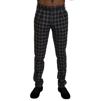 BENCIVENGA Gray Checkered Slim Fit Men Pants