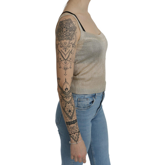 BYBLOS Beige Sleeveless Spaghetti Strap Tank See Through Top