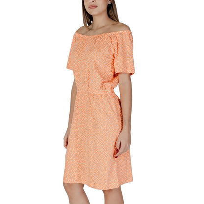 B.Young Orange Cotton Short Dress
