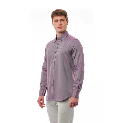 Bagutta Burgundy Cotton Men Shirt