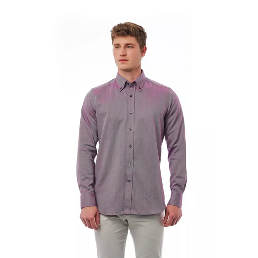 Bagutta Burgundy Cotton Men Shirt
