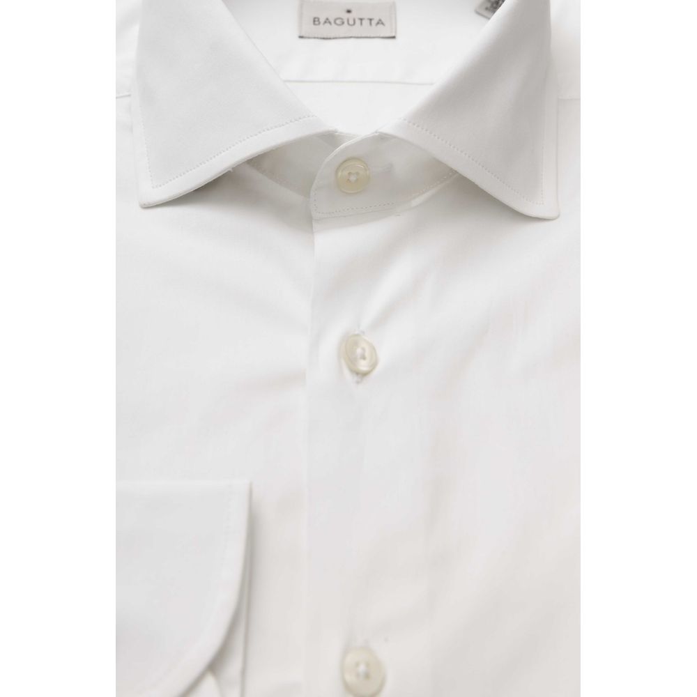 Bagutta White Cotton Men's Shirt with French Collar