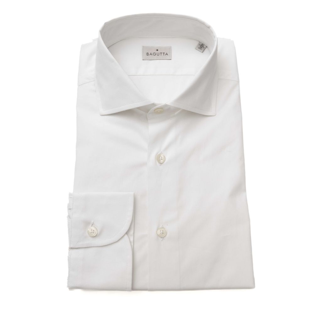 Bagutta White Cotton Men's Shirt with French Collar