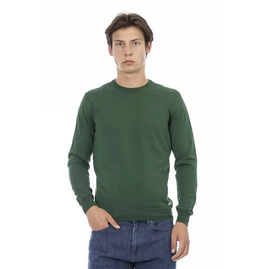 Baldinini Trend Green Cotton Men Sweater