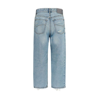 Balenciaga Blue Cotton Cropped Jeans