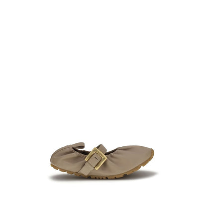 Balmain Beige Lamb Ovis Aries Aries Ballet Flats