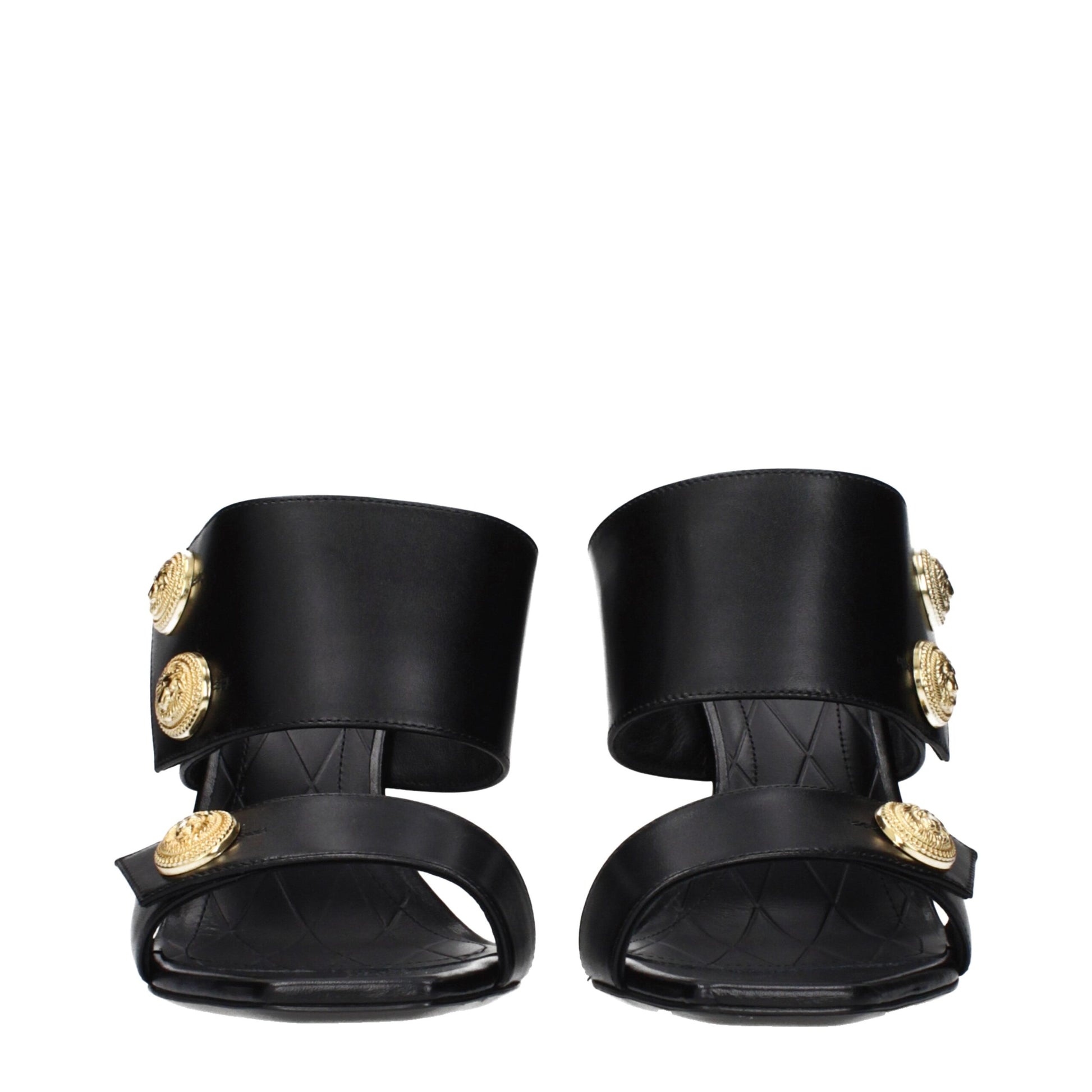 Balmain Black Leather Stiletto Heel Sandals