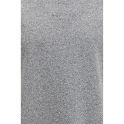Balmain Gray Cotton T-Shirt