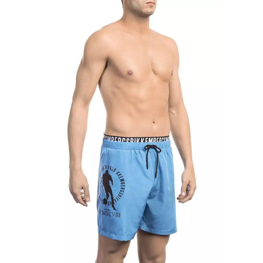 Bikkembergs Light Blue Polyester Men Swim Short
