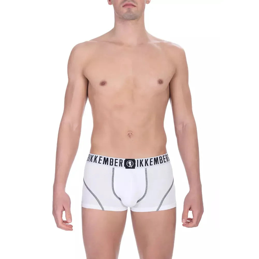 Bikkembergs White Cotton Men's Underwear Trunk Set