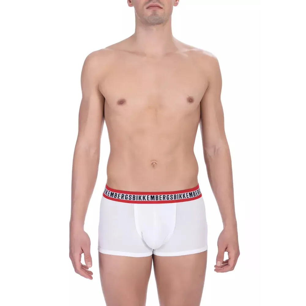 Bikkembergs White Cotton Men's Underwear Trunk Twin Pack
