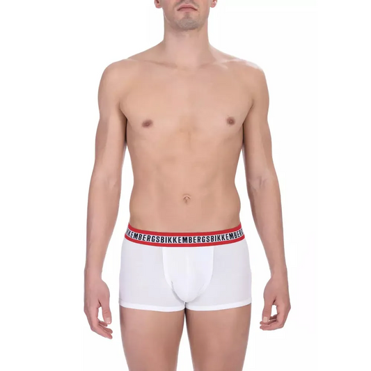 Bikkembergs White Cotton Men's Underwear Trunk Twin Pack