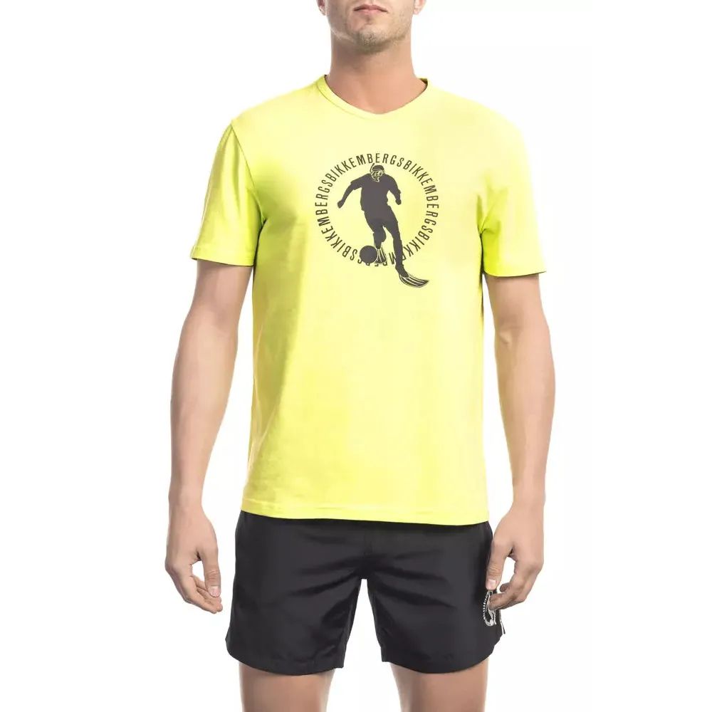 Bikkembergs Yellow Cotton Men T-Shirt