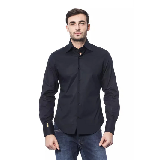 Billionaire Italian Couture Blue Cotton Men Shirt