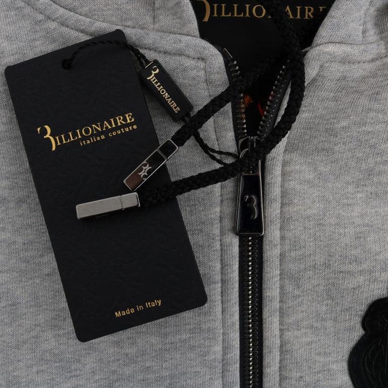 Billionaire Italian Couture Gray Cotton Hooded Sweatsuit