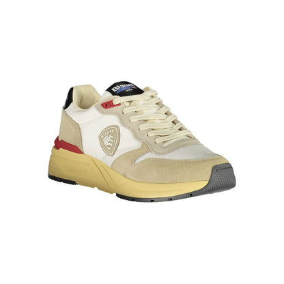 Blauer Beige Polyurethane Men Sneaker