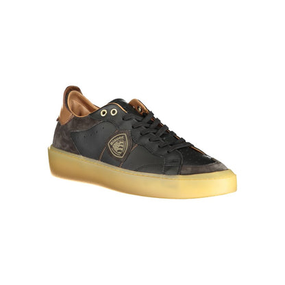Blauer Black Leather Men Sneakers