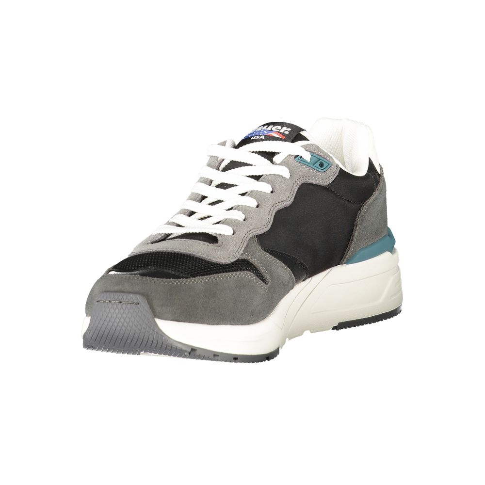Blauer Black Leather Men Sneakers