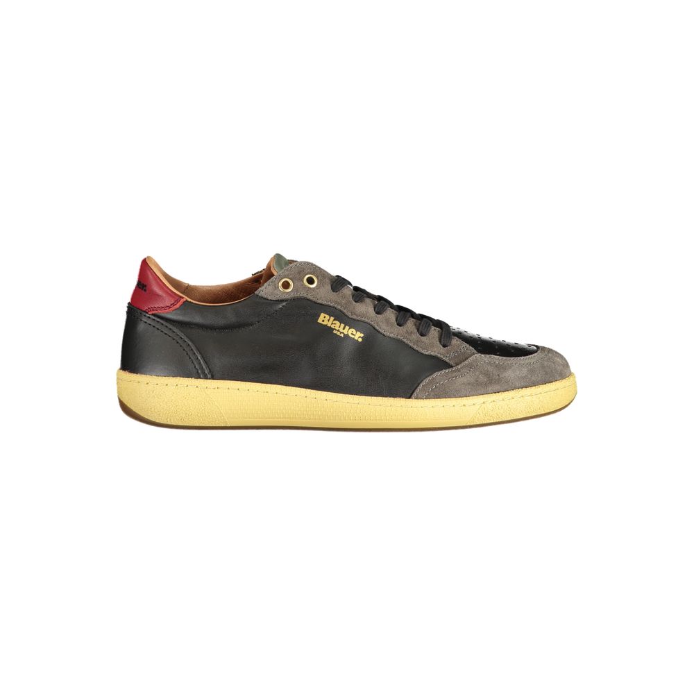 Blauer Black Leather Men Sneakers
