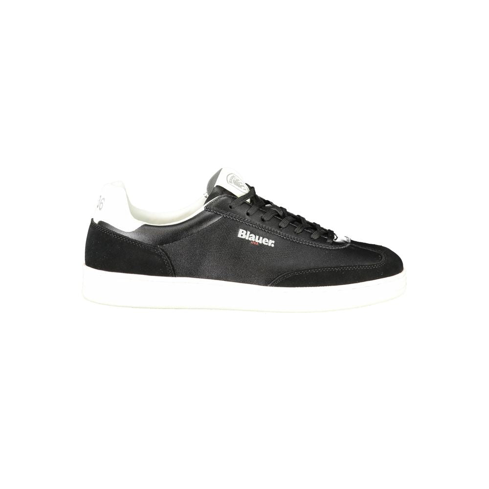 Blauer Black Leather Men Sneakers