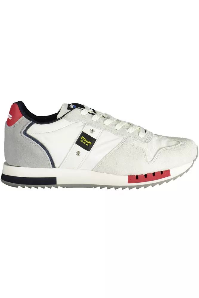 Blauer Hvid Polyester Sneakers-Modeoutlet