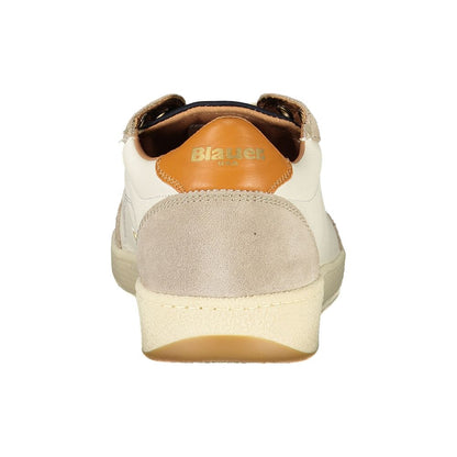 Blauer White Leather Men Sneaker