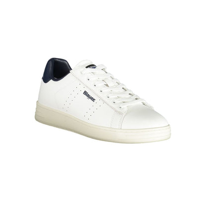 Blauer White Leather Men Sneakers