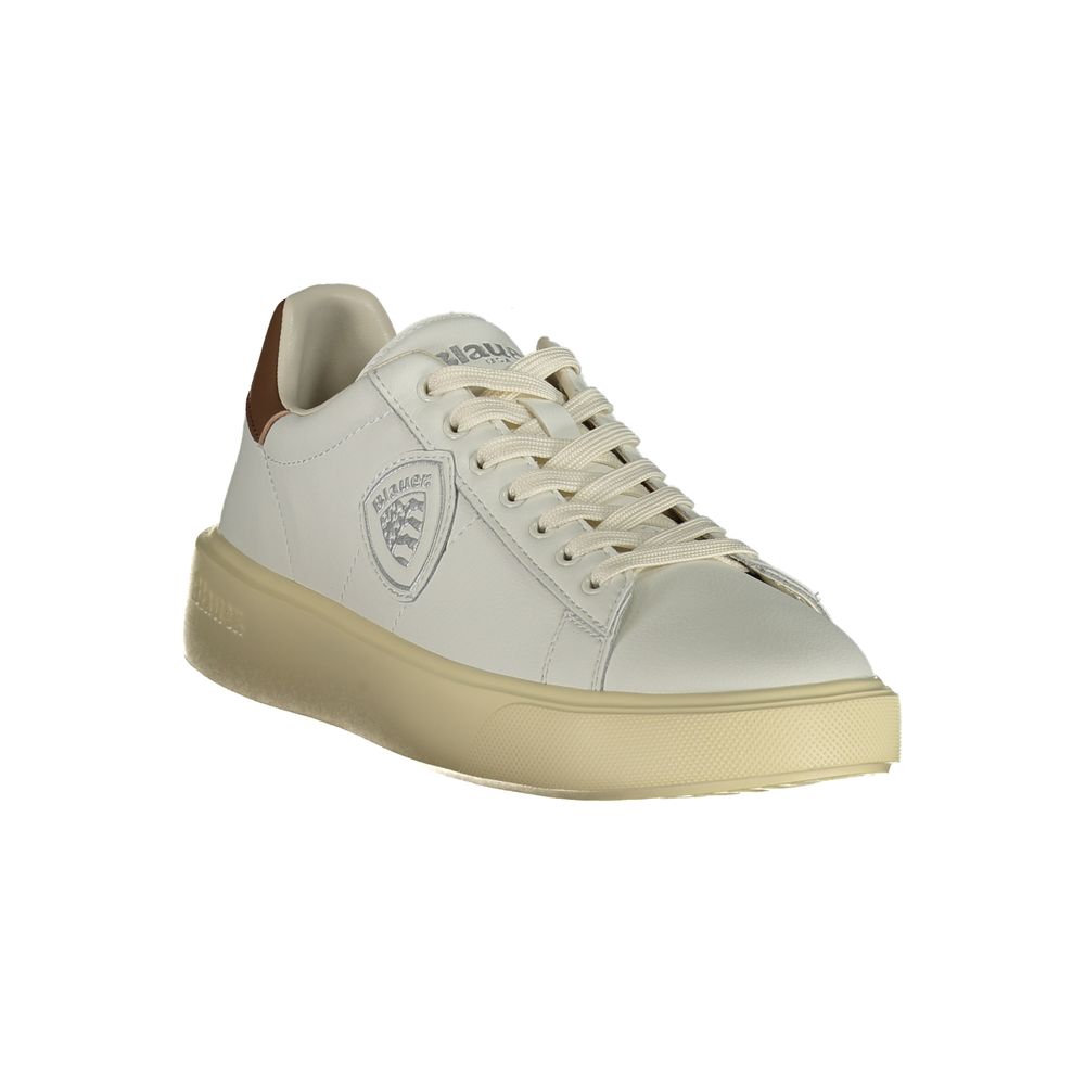 Blauer White Leather Men Sneakers