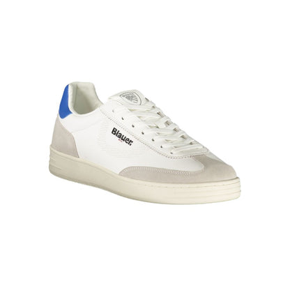 Blauer White Leather Men Sneakers