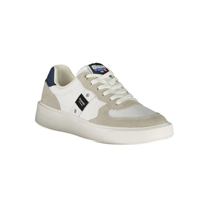 Blauer White Leather Men Sneakers
