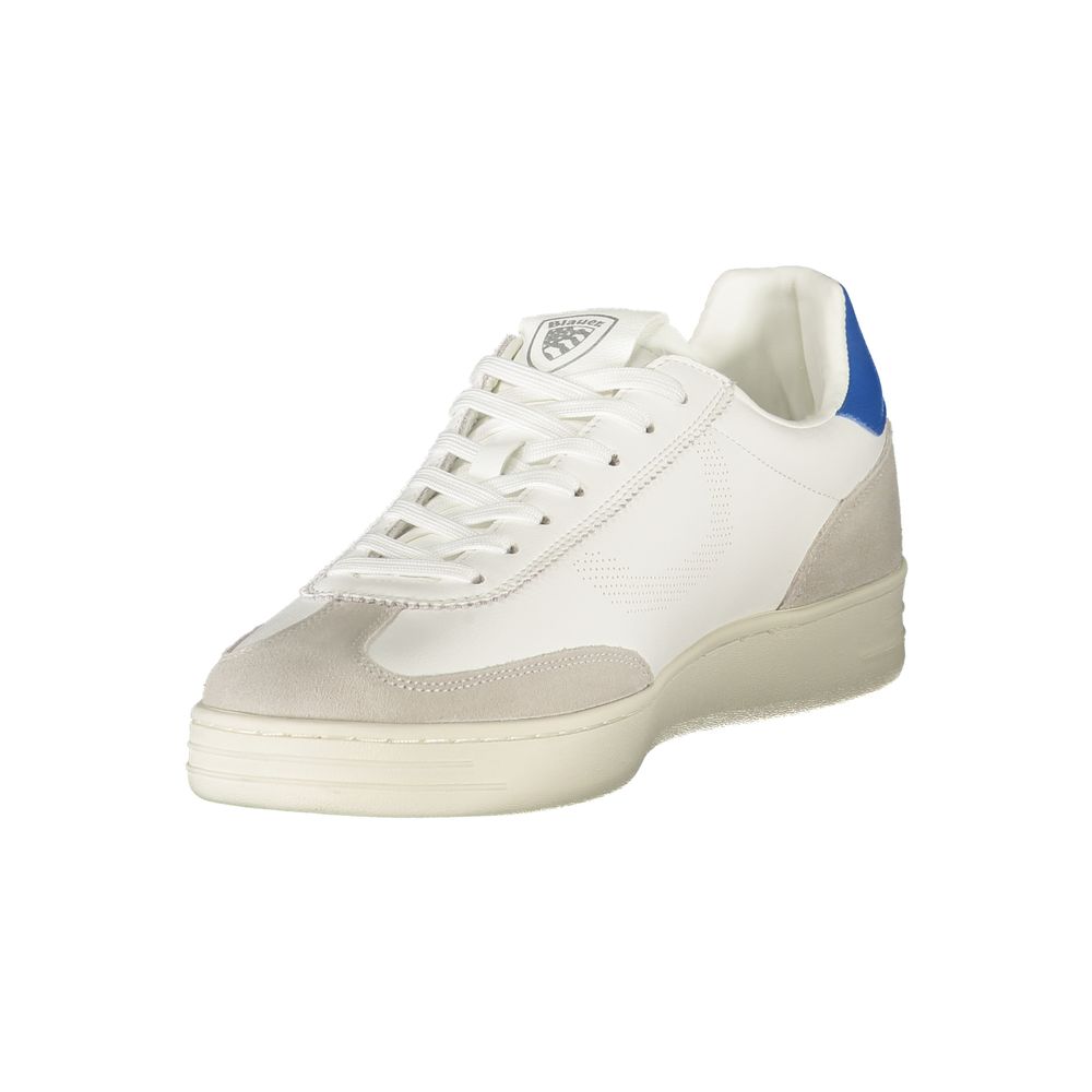 Blauer White Leather Men Sneakers
