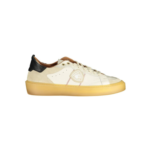 Blauer White Leather Men Sneakers