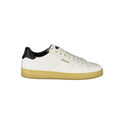 Blauer White Leather Men Sneakers