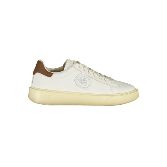 Blauer White Leather Men Sneakers