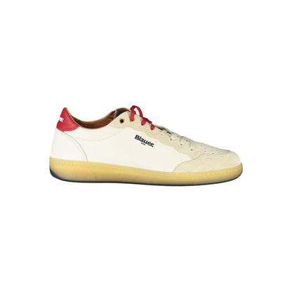 Blauer White Leather Men Sneakers