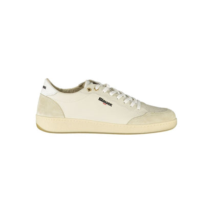 Blauer White Leather Men Sneakers