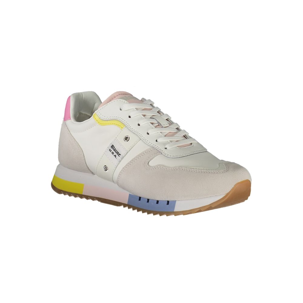 Blauer White Leather Women Sneakers