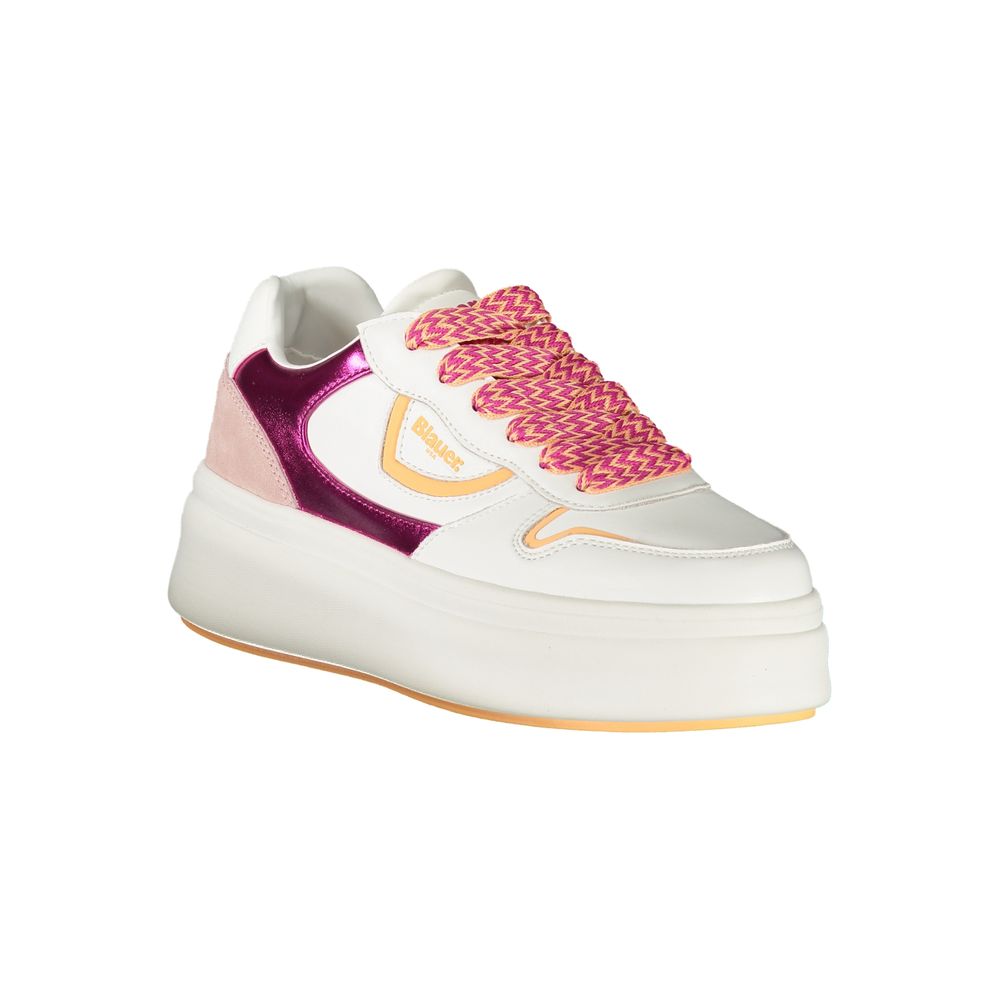 Blauer White Leather Women Sneakers