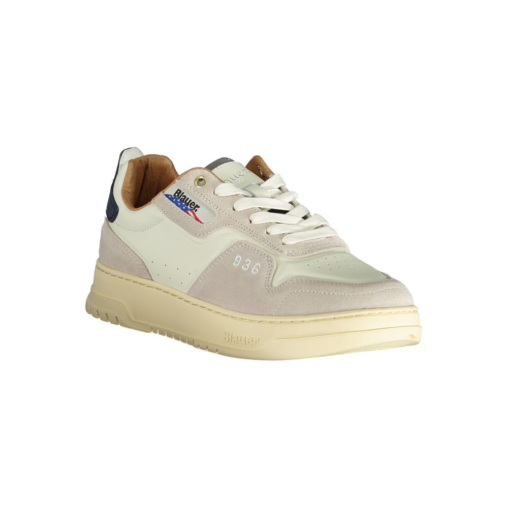 Blauer White Polyurethane Men Sneaker