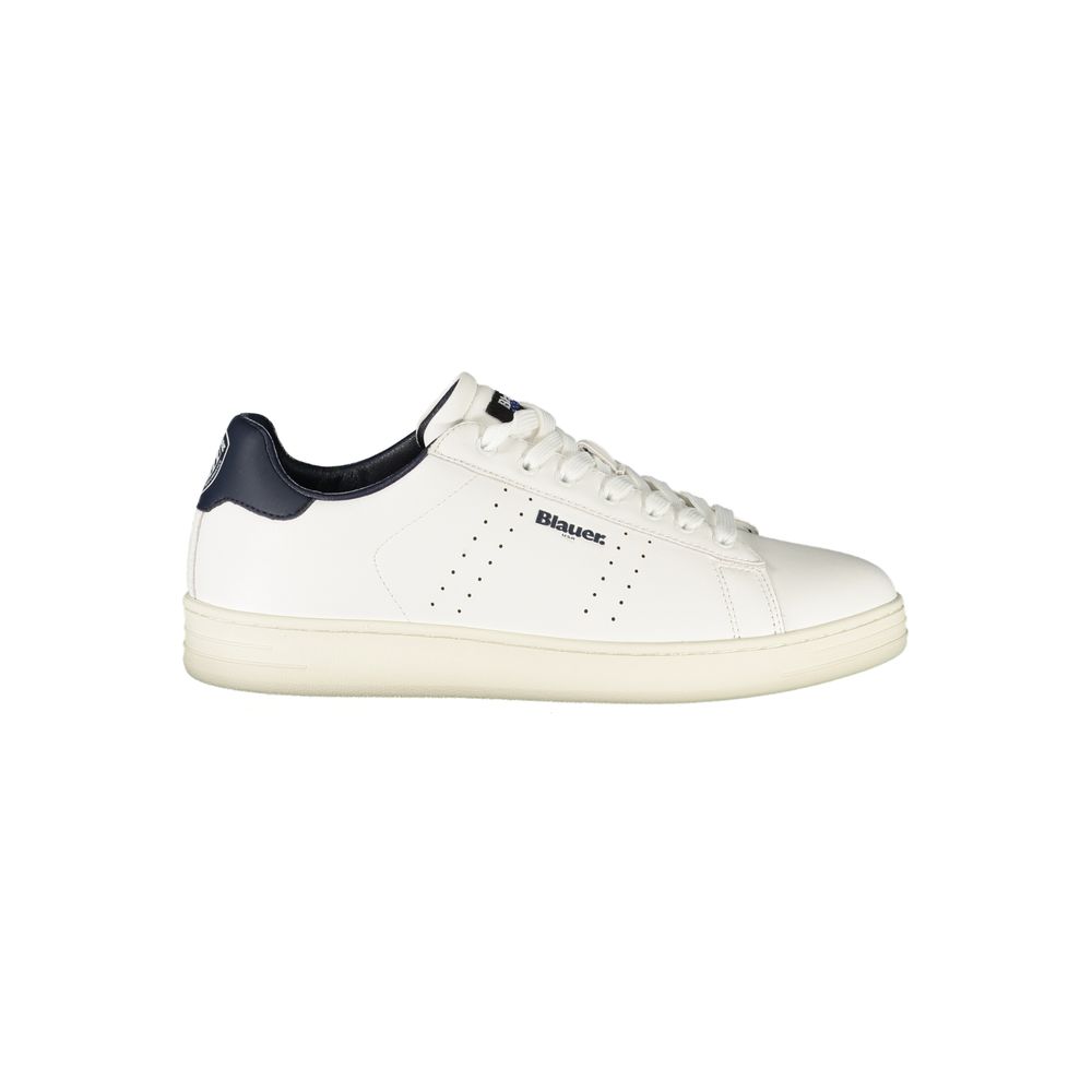 Blauer White Polyurethane Men's Sneakers