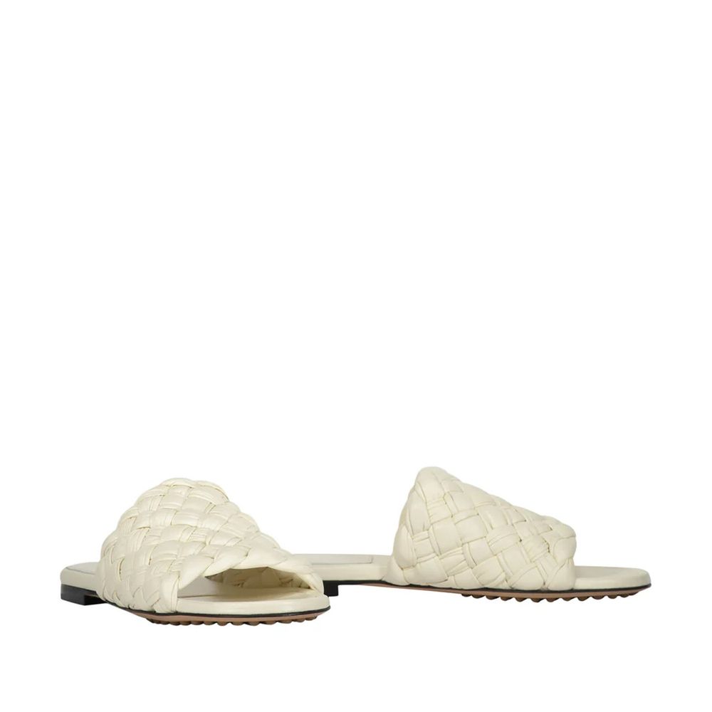 Bottega Veneta White Lamb Leather Mules