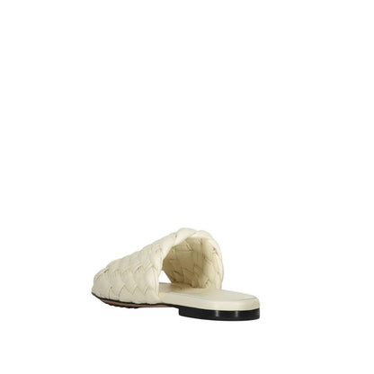 Bottega Veneta White Lamb Leather Mules
