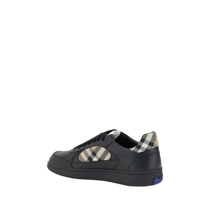 Burberry Black Calf Leather Bos Taurus Low Top Sneakers